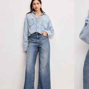 Good American Light Blue Flare Jeans